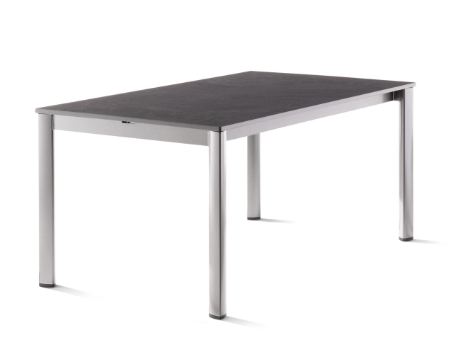 Sieger Exclusiv-Ausziehtisch 165-225-285x95cm, Alu graphit- Vivodur Tischplatte Schiefer