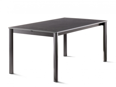 Sieger Exclusiv-Ausziehtisch 165-225-285x95cm, Alu eisengrau Vivodur Tischplatte Schiefer