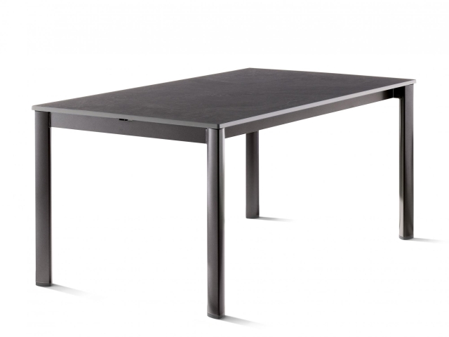 Sieger Exclusiv-Ausziehtisch 165-225-285x95cm, Alu eisengrau Vivodur Tischplatte Schiefer