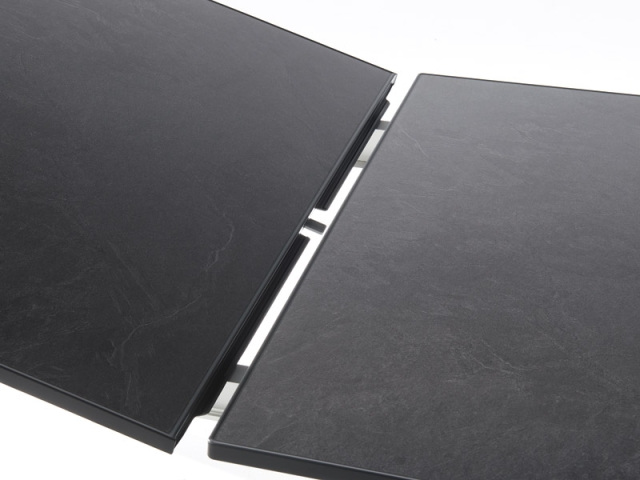 Sieger Exclusiv-Ausziehtisch 165-225-285x95cm, Alu eisengrau Vivodur Tischplatte Schiefer