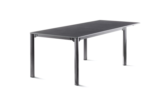 Sieger Exclusiv-Tisch verl�ngerbar 165-225-285x95cm, Alu eisengrau Tischpl. Vivodur Schiefer