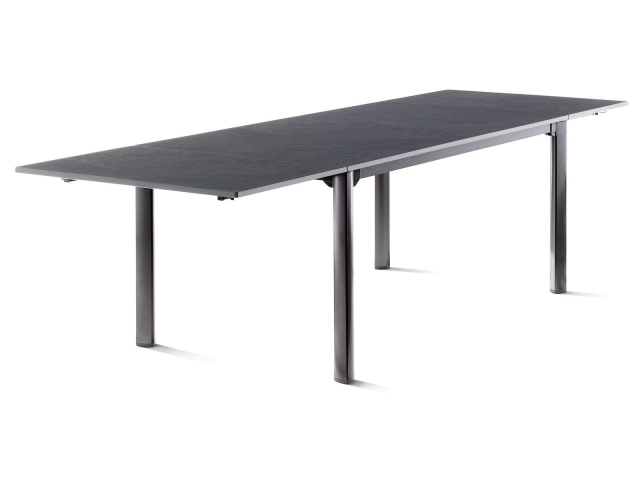 Sieger Exclusiv-Tisch verl�ngerbar 165-225-285x95cm, Alu eisengrau Tischpl. Vivodur Schiefer