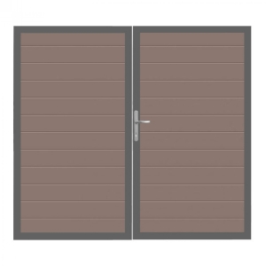 GrojaSolid BPC Steckzaun Doppeltor DIN Links Sonderbreite H:180cm terra DB703 GrojaSolid BPC Steckzaun Doppeltor DIN Links Sonderbreite H:180cm terra DB703