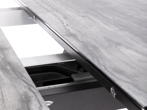 Niehoff Prano Alu-Ausziehtisch, 180/240x100cm Glaskeramik Holzoptik