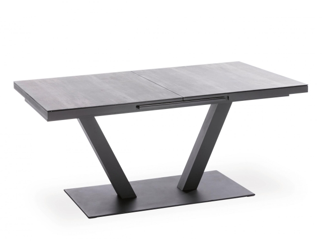 Niehoff Prano Alu-Ausziehtisch, 180/240x100cm Glaskeramik Holzoptik