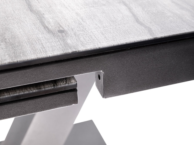 Niehoff Prano Alu-Ausziehtisch, 180/240x100cm Glaskeramik Holzoptik