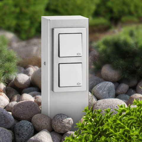 LCD Steckdosens�ule 4-fach 021 Edelstahl