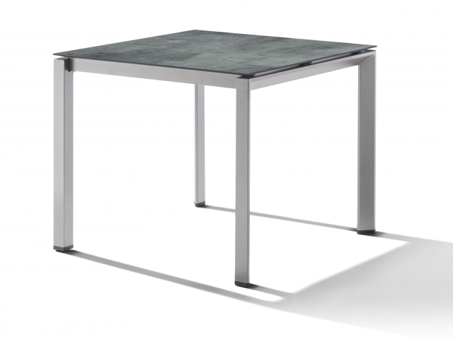 Sieger Gartentisch 90x90cm Polytec Zement graphit-Gestell Graphit