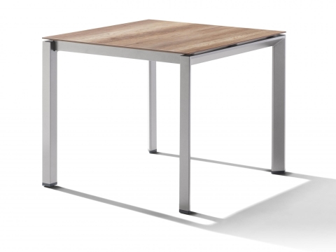 Sieger Gartentisch 90x90cm Polytec Eiche hell-Gestell Graphit