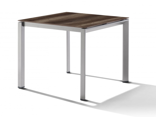 Sieger Gartentisch 90x90cm Polytec Eiche dunkel-Gestell Graphit