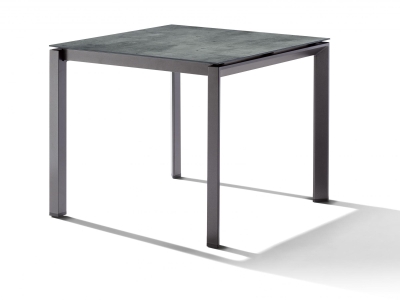 Sieger Gartentisch 90x90cm Polytec Zement graphit-Gestell Eisengrau