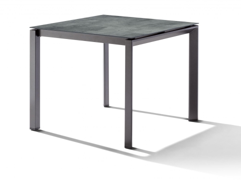 Sieger Gartentisch 90x90cm Polytec Zement graphit-Gestell Eisengrau