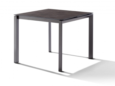 Sieger Gartentisch 90x90cm Polytec Beton dunkel-Gestell Eisengrau