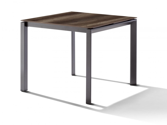 Sieger Gartentisch 90x90cm Polytec Eiche dunkel-Gestell Eisengrau