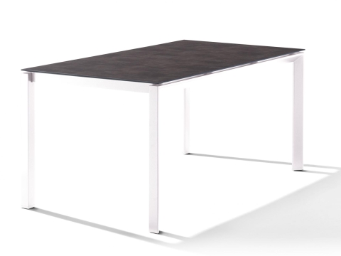 Sieger Gartentisch 160x90cm Polytec Beton dunkel-Gestell Wei�