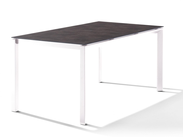 Sieger Gartentisch 160x90cm Polytec Beton dunkel-Gestell Wei�