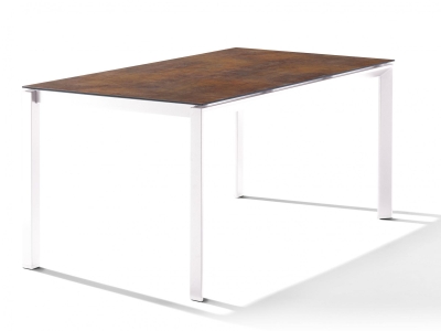 Sieger Gartentisch 160x90cm Polytec Bronze- Gestell Wei&szlig;