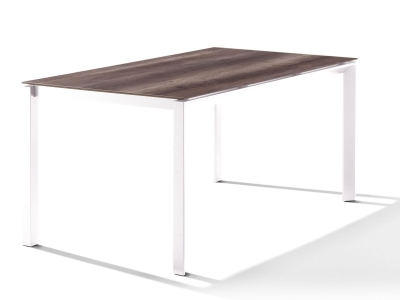 Sieger Gartentisch 160x90cm Polytec Eiche dunkel-Gestell Wei&szlig;