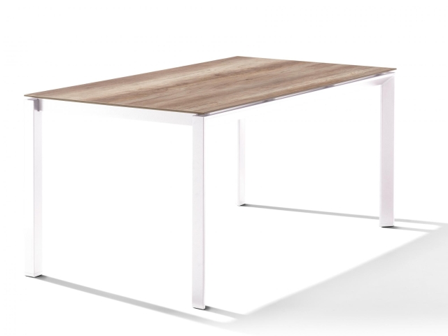 Sieger Gartentisch 160x90cm Polytec Eiche hell- Gestell Wei�