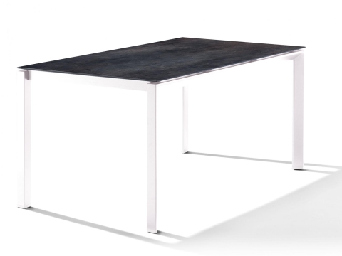 Sieger Gartentisch 160x90cm Polytec Zement anthrazit-Gestell Wei�