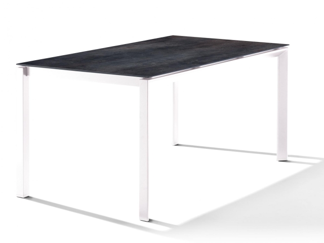 Sieger Gartentisch 160x90cm Polytec Zement anthrazit-Gestell Wei�