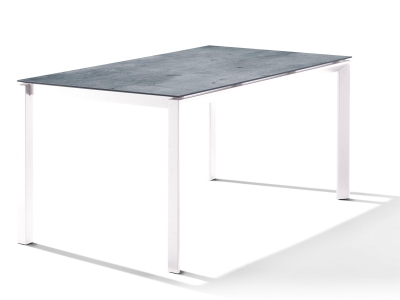 Sieger Gartentisch 160x90cm Polytec Zement graphit-Gestell Wei&szlig;