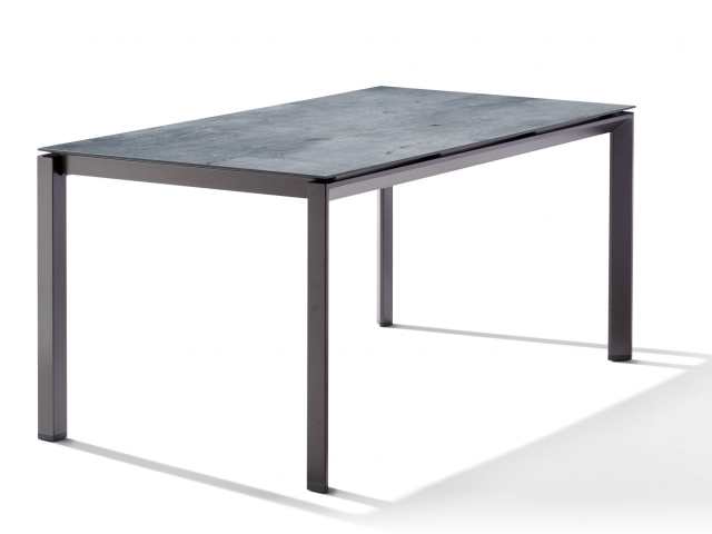 Sieger Gartentisch 160x90cm Polytec Zement graphit- Gestell Eisengrau