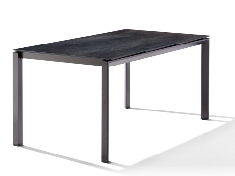 Sieger Gartentisch Polytec 160x90cm Zement anthrazit-Gestell Eisengrau