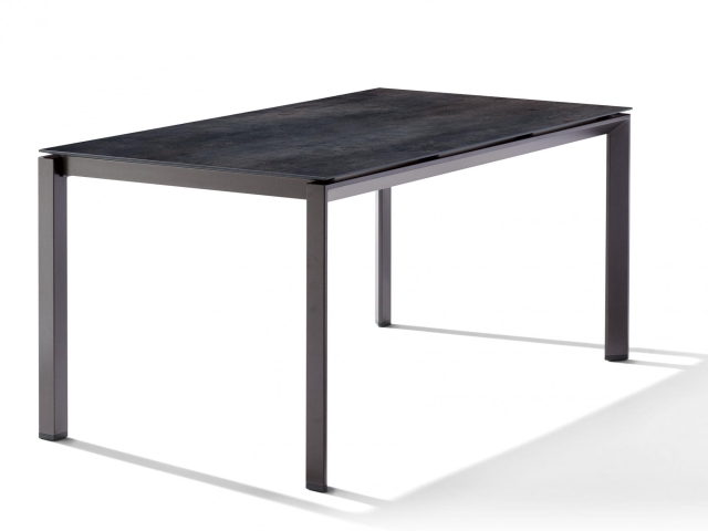 Sieger Gartentisch Polytec 160x90cm Zement anthrazit-Gestell Eisengrau