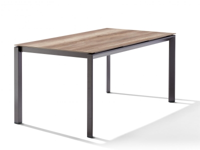 Sieger Gartentisch 160x90cm Polytec Eiche hell- Gestell Eisengrau