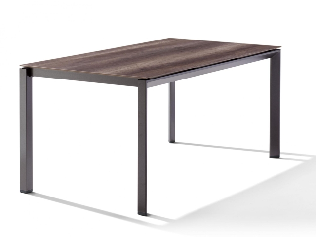 Sieger Gartentisch 160x90cm Polytec Eiche dunkel-Gestell Eisengrau