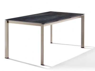 Sieger Gartentisch 160x90cm Polytec Zement anthrazit-Gestell Champagner