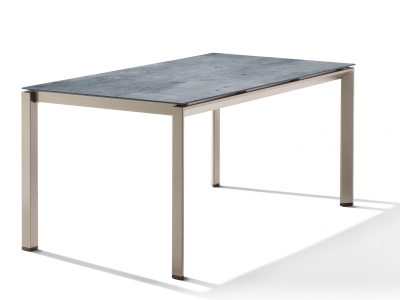 Sieger Gartentisch 160x90cm Polytec Zement graphit-Gestell Champagner