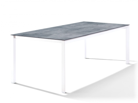 Sieger Gartentisch 220y100cm Polytec Zement graphit-Gestell Wei�