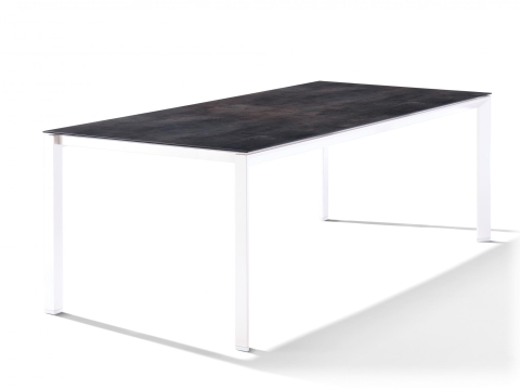 Sieger Gartentisch 220x100cm Polytec Zement anthrazit-Gestell Wei�