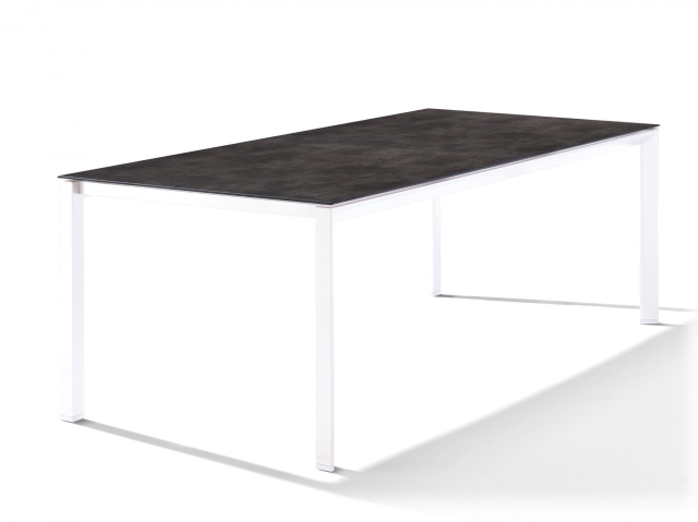 Sieger Gartentisch 220x100cm Polytec Beton dunkel- Gestell Wei�