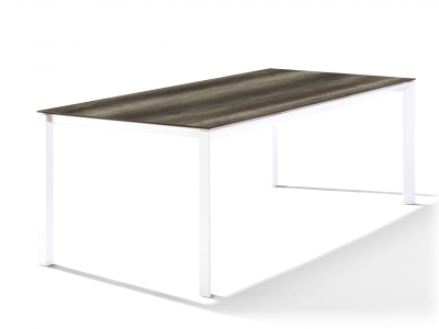 Sieger Gartentisch 220x100cm Polytec Eiche dunkel-Gestell Wei&szlig;