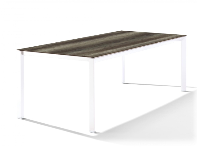 Sieger Gartentisch 220x100cm Polytec Eiche dunkel-Gestell Wei�