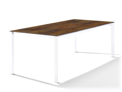 Sieger Gartentisch 220x100cm Polytec Bronze-Gestell Wei&szlig;