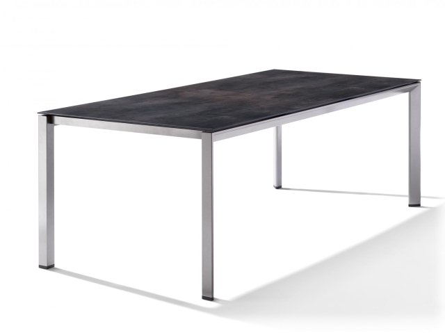 Sieger Gartentisch 220x100cm Polytec Zement anthrazit-Gestell Graphit