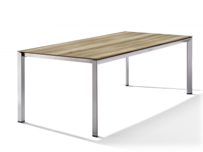 Sieger Gartentisch 220x100cm Polytec Eiche hell-Gestell Graphit