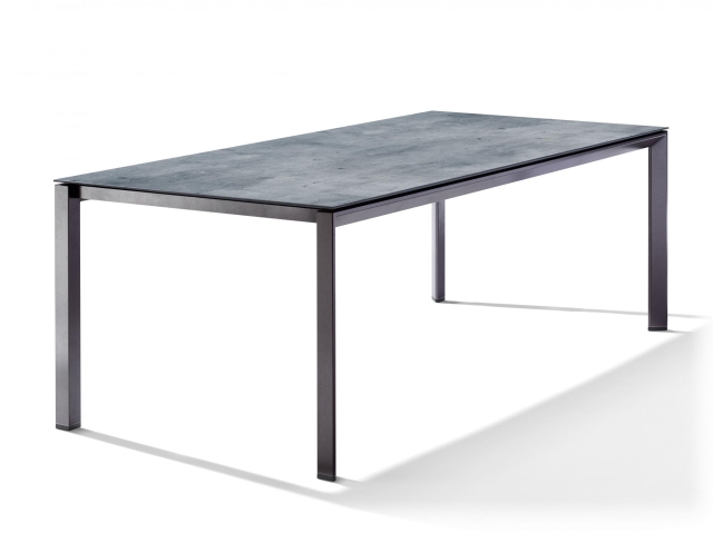 Sieger Gartentisch 220x100cm Polytec Zement graphit-Gestell Eisengrau