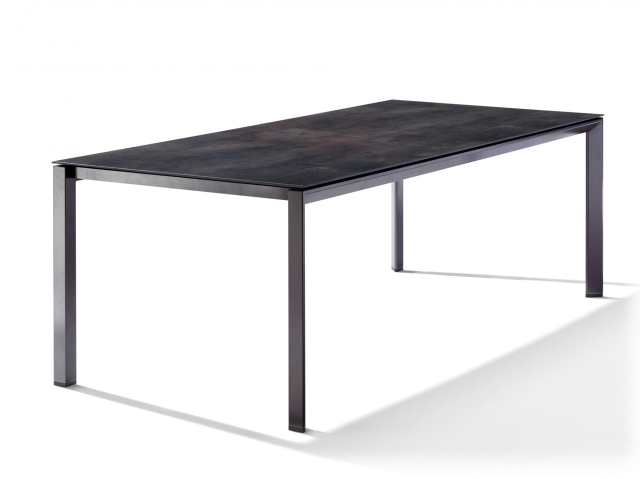 Sieger Gartentisch 220x100cm Polytec Zement anthrazit-Gestell Eisengrau