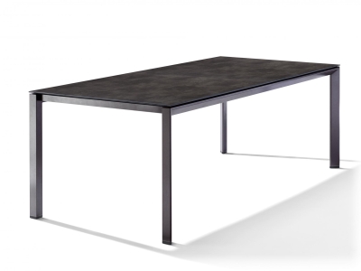 Sieger Gartentisch 220x100cm Polytec Beton dunkel-Gestell Eisengrau