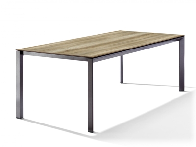 Sieger Gartentisch 220x100cm Polytec Eiche hell-Gestell Eisengrau