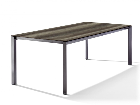 Sieger Gartentisch 220x100cm Polytec Eiche dunkel-Gestell Eisengrau