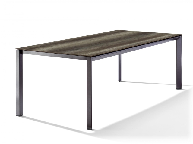Sieger Gartentisch 220x100cm Polytec Eiche dunkel-Gestell Eisengrau