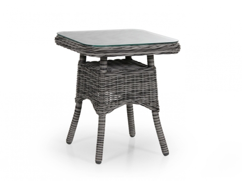 Brafab Rosita Beistelltisch 50x50x56cm, Geflecht grau, mit Glasplatte