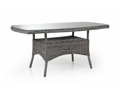 Brafab Rosita Kaffeetisch 150x80x70cm, Geflecht grau, inkl. Glastischplatte