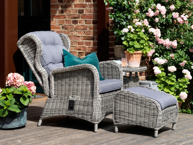 Brafab Rosita Relax-Garnitur, Geflecht grau, 3-teilig inkl. Polster